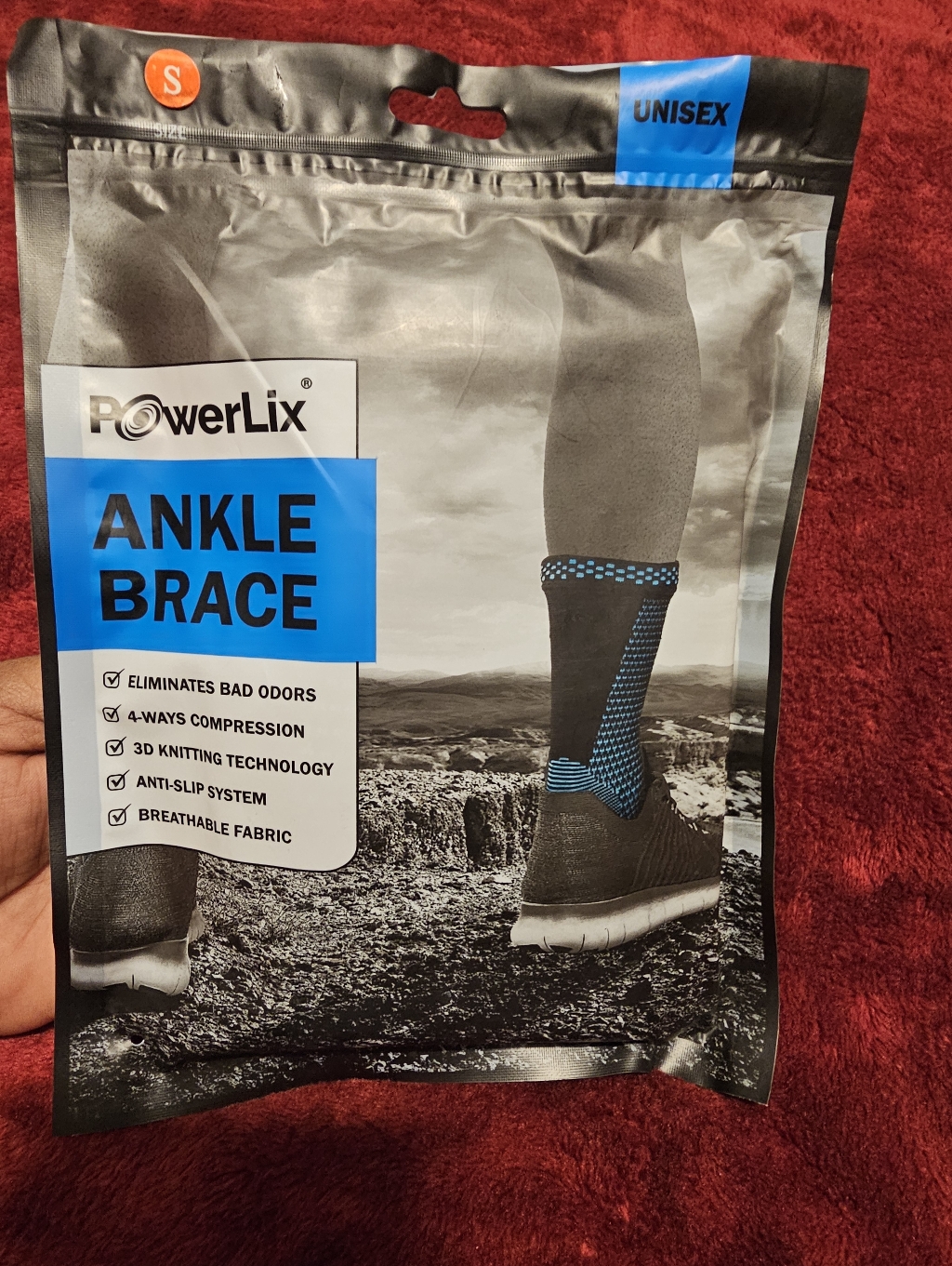 Powerlix Ankle Brace  Black With Blue Accents